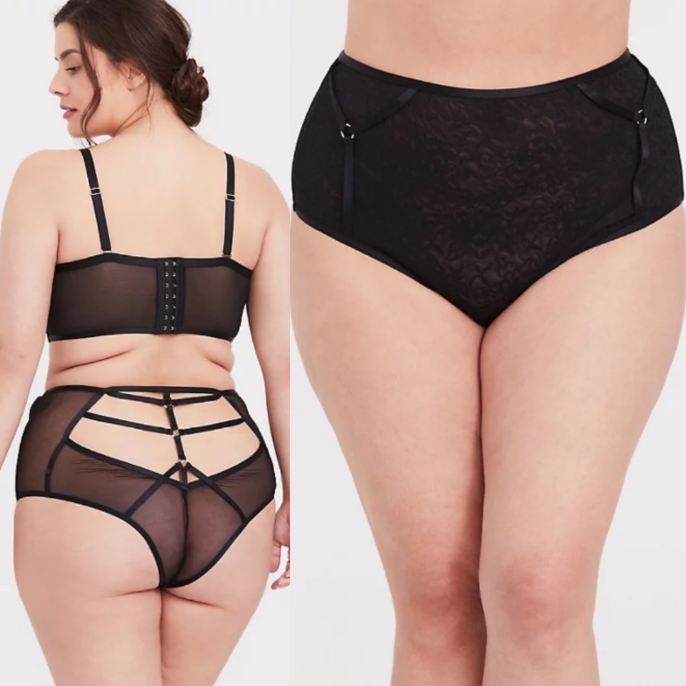 TORRID BLACK LACE HARNESS HIGH WAIST PANTY